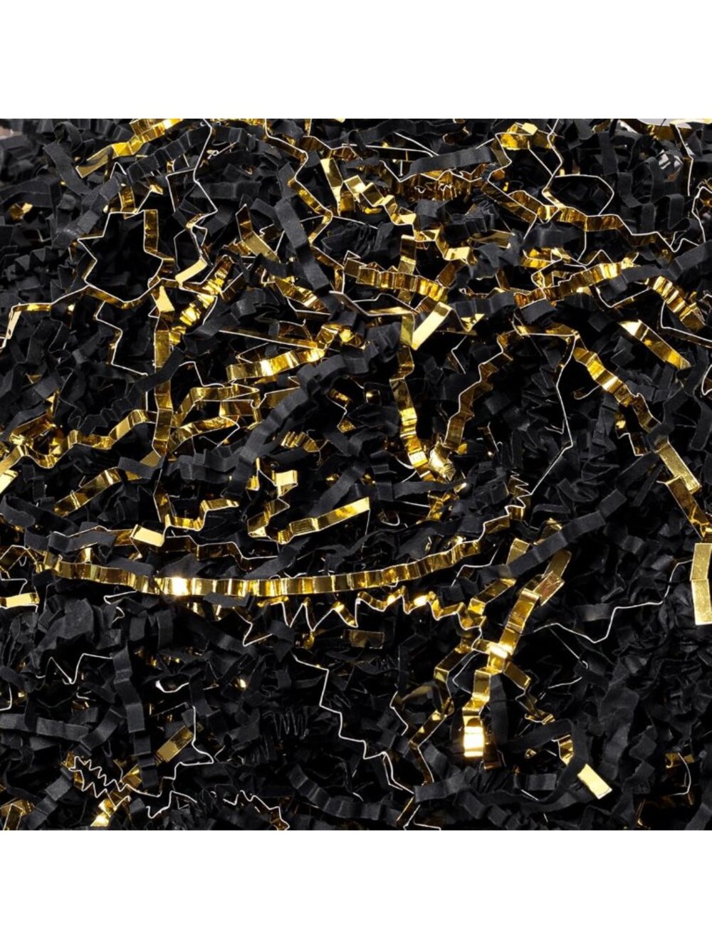 Crinkle Cut Shredded Paper Filler - Black & Gold, 2 LB Decorative Craft Supply
